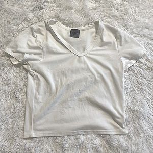 Cropped V Neck T Shirt